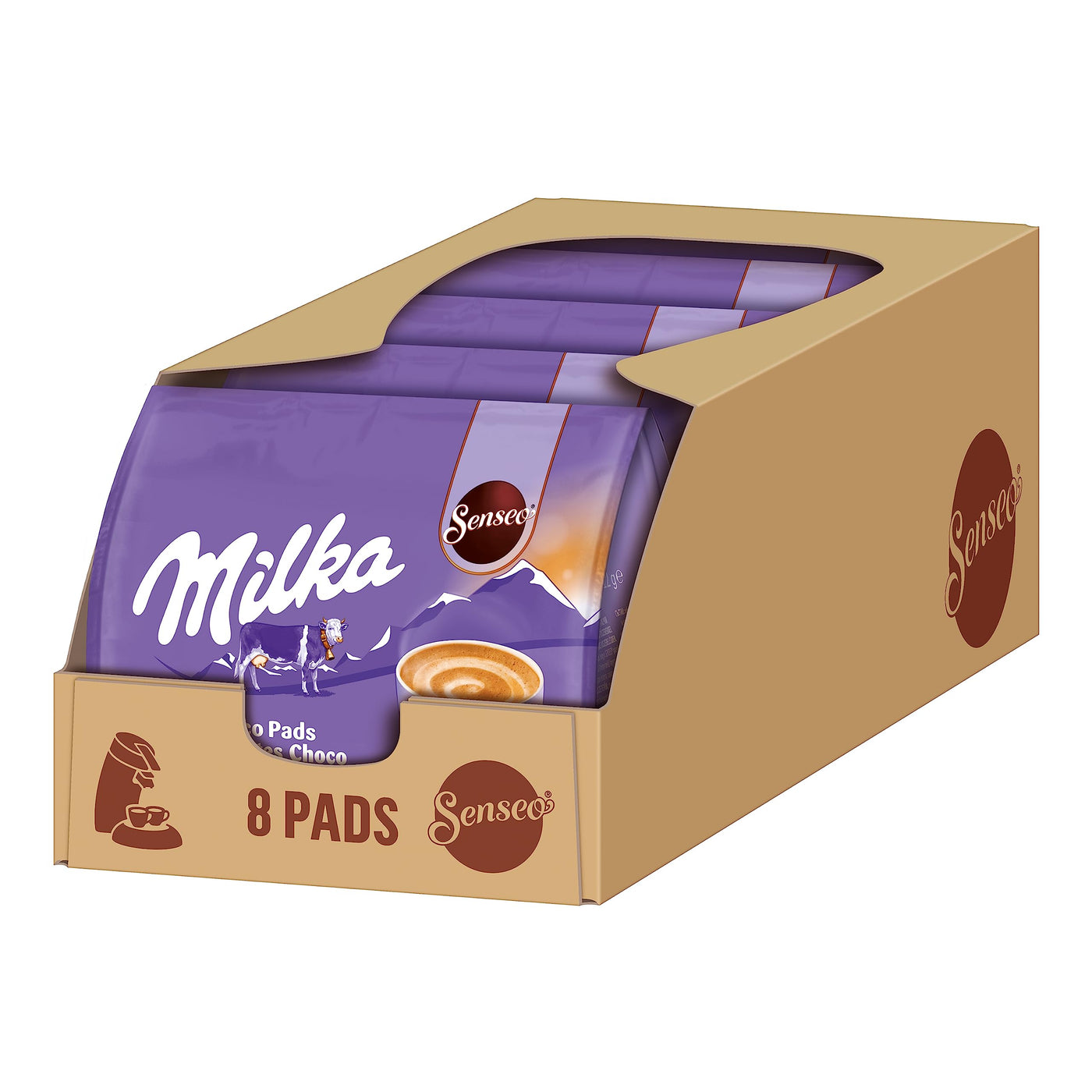 Senseo Milka Kakao Pads, 80 Senseo kompatible Pads, 10er Pack, 10 x 8 Getränke