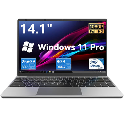 Gezoon 14.1" Laptop 8gb Ram 256gb SSD Windows 11 Pro, Laptop Computer Celeron N4020C, Notebook Full HD 1920x1080 2,4G/5G WiFi, BT4.2, 4K Video, 5000 mAh für Arbeit, Studium und Unterhaltung