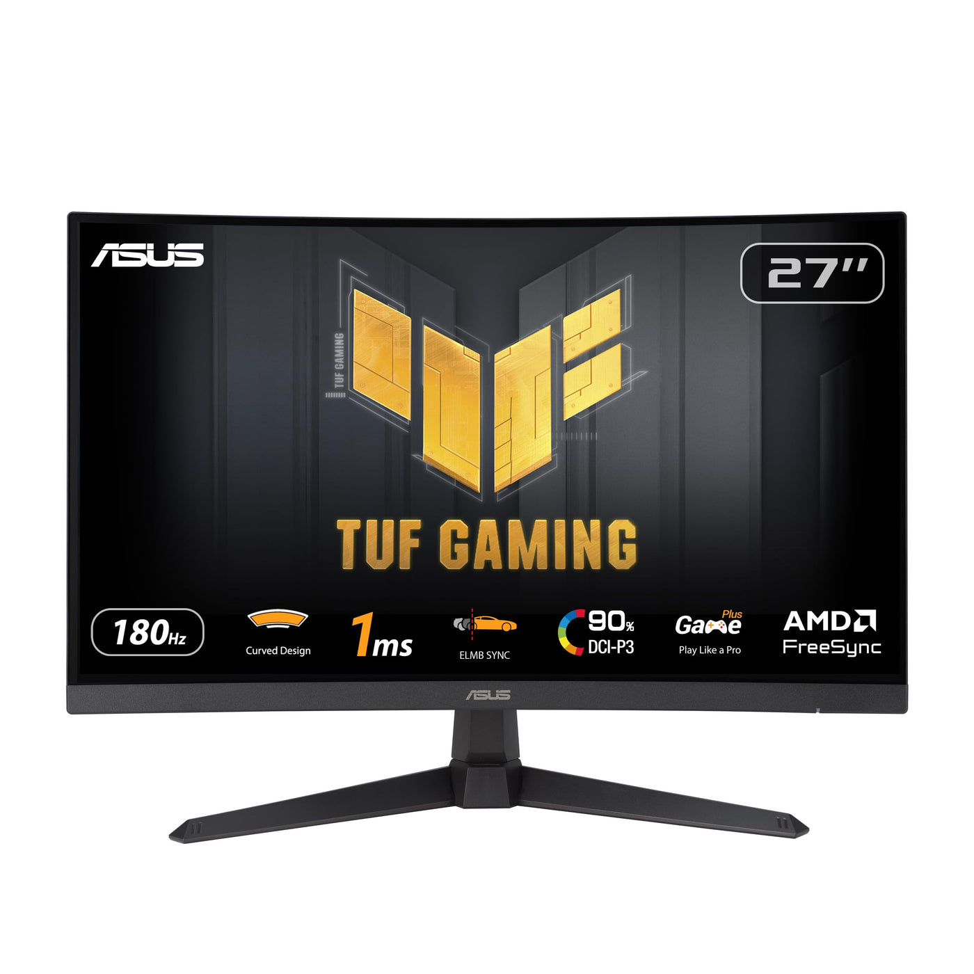 ASUS TUF Gaming VG27VQ3B - 27 Zoll Full HD Curved Monitor - 180 Hz, 1ms GtG, FreeSync, AdaptiveSync, ELMB Sync - Fast-VA Panel, 16:9, 1920x1080, DisplayPort, HDMI, Speaker