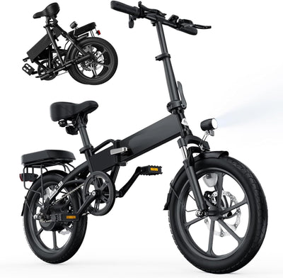 Finbike E-Bike Klappbar,16 Zoll Elektrofahrrad 7.8Ah Akku Diebstahlschutz,E-Faltrad mit 2.6H Schnellladung,250W Motor,3 Fahrmodi,Sitzhöhe Verstellbar,Reichweite Max 55Km,Falt-Pedelec für Herren Damen