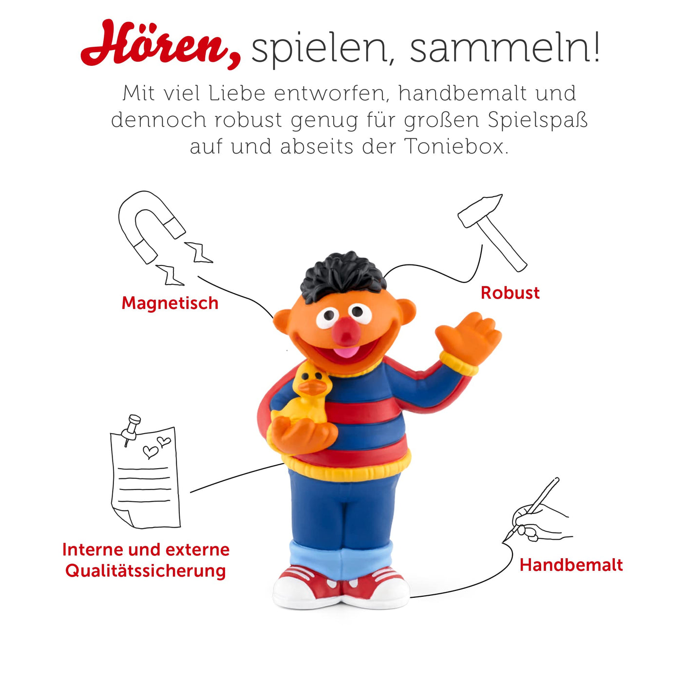 tonies Hörfigur für Toniebox, Sesamstraße – Ernie, Hörspiel mit Liedern für Kinder ab 3 Jahren, Spielzeit ca. 45 Minuten