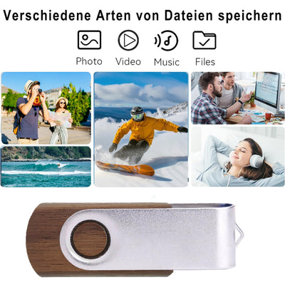 8GB Holz USB Stick 10 Stück TATMOHIK 8GB USB Speicherstick 10er Pack Wood Memory Stick USB 2.0 Metall-Schwenkclip Flash Drive Schnellen Geschwindigkeit USB-Flash-Laufwerk