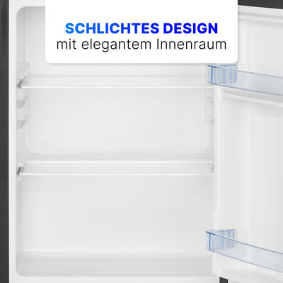 Bomann Mini Kühlschrank mit 58 Liter Nutzinhalt | Kühlschrank klein mit 2 herausnehmbaren Glasablagen | Mini Fridge mit stufenloser Temperaturregelung u. wechselbarem Türanschlag | KB 7347 schwarz