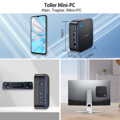 Blackview Mini PC, Intel 12th Gen N95(up to 3.4GHz) Mini Computer Windows 11 mit 16GB DDR4 RAM 512GB M.2 SSD, Mini Desktop, Gaming PC 4K HD Dual HDMI, Gigabit Ethernet, 5G WiFi, Schwarz