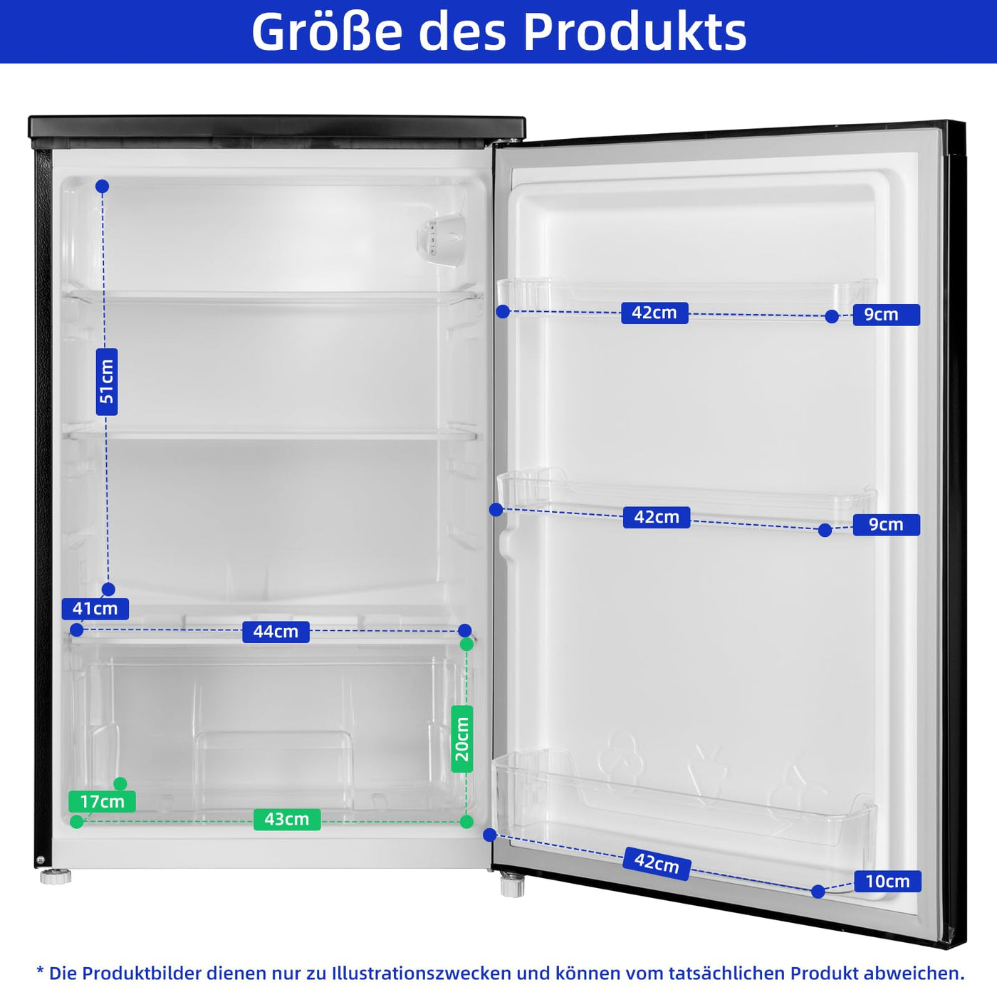 CHIQ CSF120BE Freistehender Kühlschrank ｜Low-frost Technologie | 12 Jahre Garantie auf den Kompressor*, Dunkler Edelstahl Look (130L) | 114 x 47 x 49,5 cm (HxBxT)