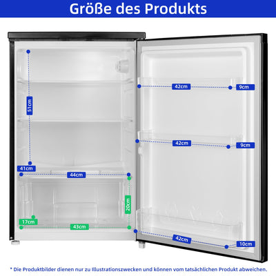 CHIQ CSF120BE Freistehender Kühlschrank ｜Low-frost Technologie | 12 Jahre Garantie auf den Kompressor*, Dunkler Edelstahl Look (130L) | 114 x 47 x 49,5 cm (HxBxT)