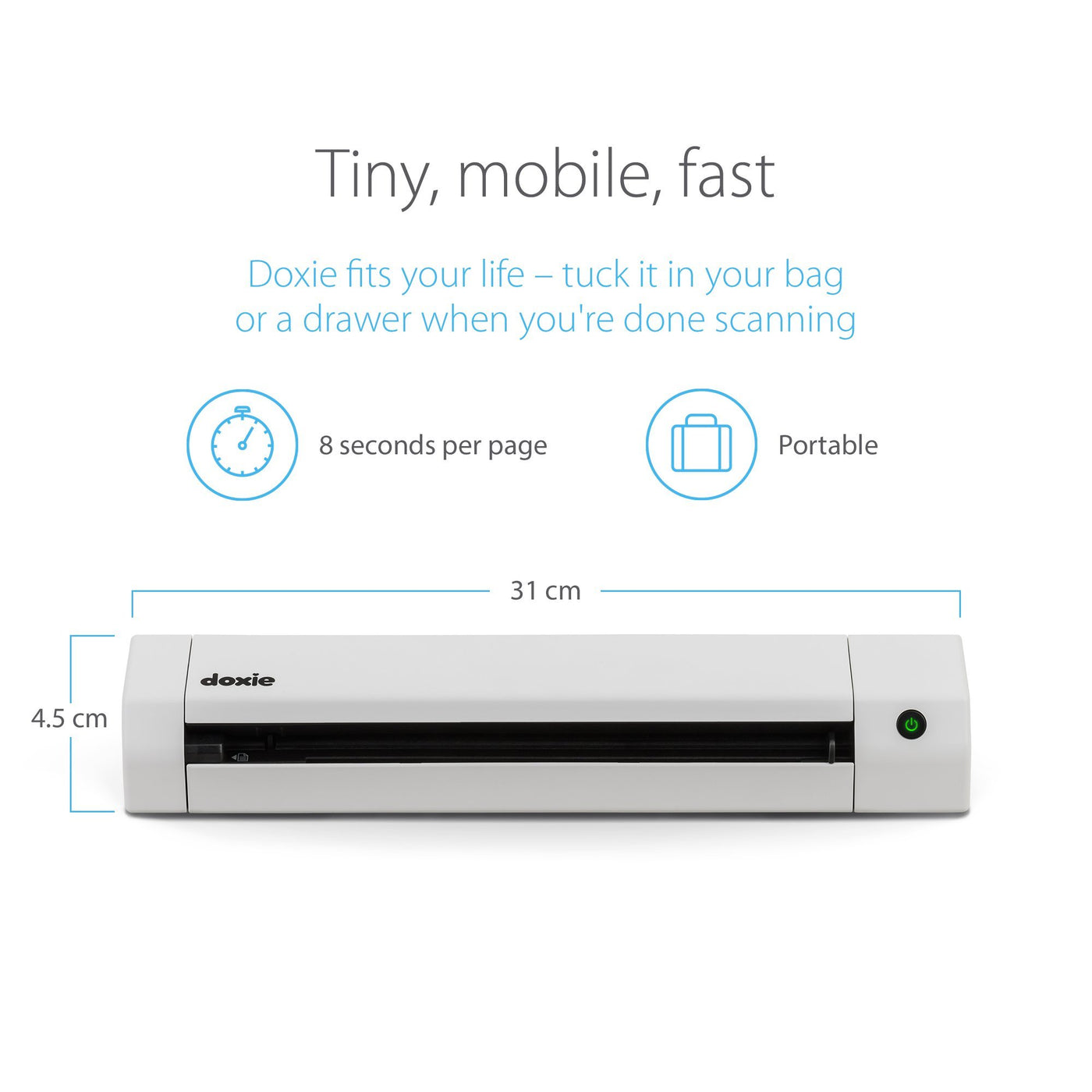 Doxie Go SE - Portable A4 Document Scanner with Rechargeable Battery and Brilliant Software