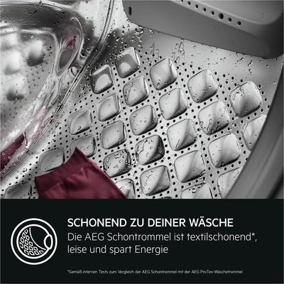 AEG Waschmaschine - Serie 8000 PowerCare- Faserschutz - UniversalDose Schublade für PODS - Auffrisch- & Nachlegefunktion - 8kg - Leise - Mengenautomatik - 1400 U/Min - Vollwasserstopp - LR8EG75480