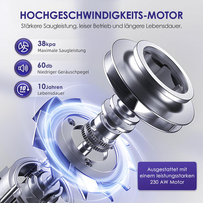 Authmic Akku Staubsauger, 38000Pa Kabelloser staubsauger mit H13 HEPA, Staubsauger Kabellos mit Touchscreen, bis zu 50 Minuten, Anti-Tangle-Bürste, für Hartböden, Teppich und Tierhaare