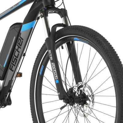 FISCHER E-Mountainbike MONTIS EM 1724, Elektrofahrrad für Damen und Herren, RH 51 cm, Heckmotor 45 Nm, 48 V Akku, Schwarz