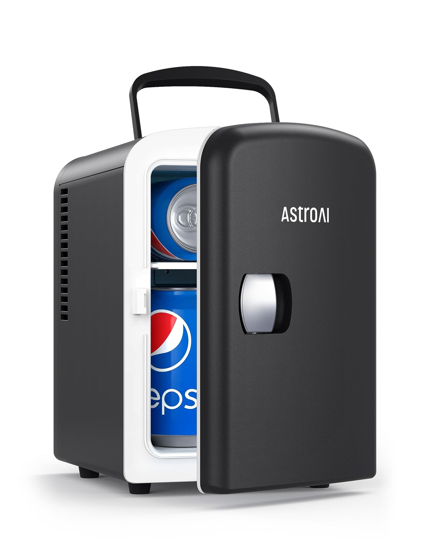 AstroAI Mini Kühlschrank 4 Liter, Kleiner Kühlschränk für Kosmetik und Getränke, Mini-Kühlschränke mit 220V AC/12V DC für Autos, Büros, Wohnheim, Reisen, Schwarz