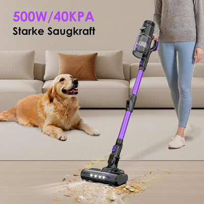 FixtFixer 40Kpa/500W/80Mins Akku Staubsauger, 6 in 1 Staubsauger Kabellos mit LED-Anzeige, 1.1L Vacuum Cleaner, Staubsauger für Tierhaare,Hartböden,Teppich, Autoare