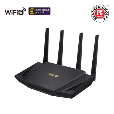 Asus RT-AX58U Router kombinierbarer Router (Tethering als 4G und 5G Router-Ersatz, Ai Mesh WLAN System, WiFi 6 AX3000, Dual-Band, 4x Gigabit LAN, 1.5 GHz TC CPU, AiProtection, USB 3.0, 160 MHz)