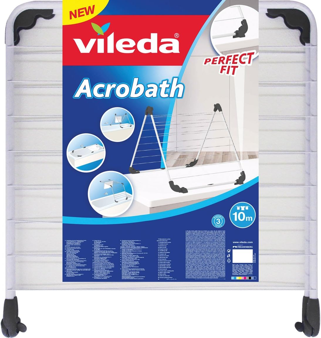 Vileda Acrobath Wäschetrockner, Stahl und Kunststoff, weiß, 71x5.5x67 cm