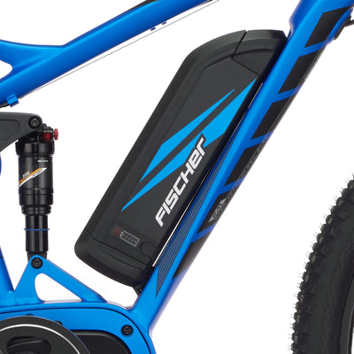 FISCHER E-Mountainbike MONTIS EM 1862 Elektrofahrrad für Damen und Herren, RH 48 cm, Mittelmotor 80 Nm, 48 V Akku, brilliantblau matt, 48cm-557Wh