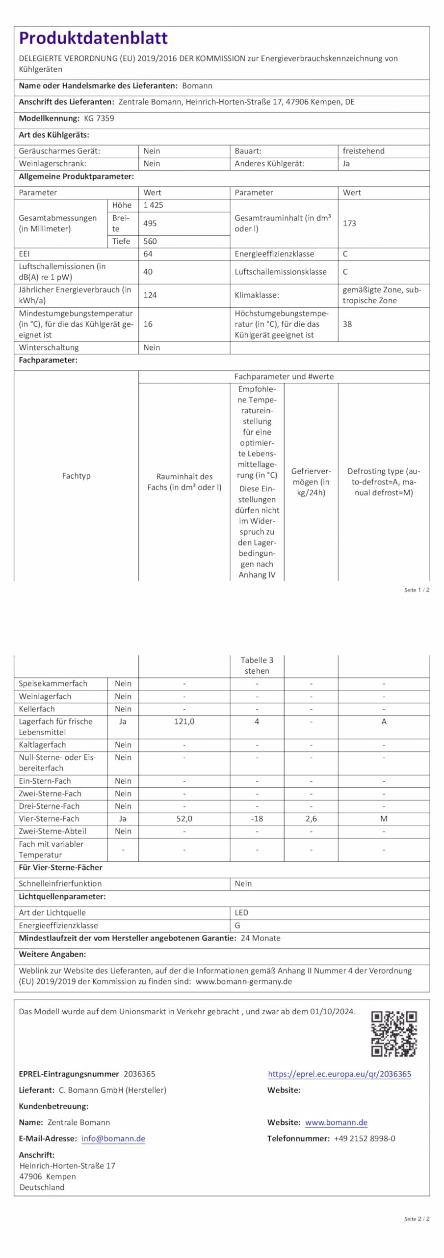 Bomann Kühlschrank mit Gefrierfach 143cm hoch | Kühl Gefrierkombination 173L mit 3 Ablagen & 3 Schubladen | Türanschlag wechselbar | leise Kühlgefrierkombi 40db | Kühlschrank KG 7359 inox