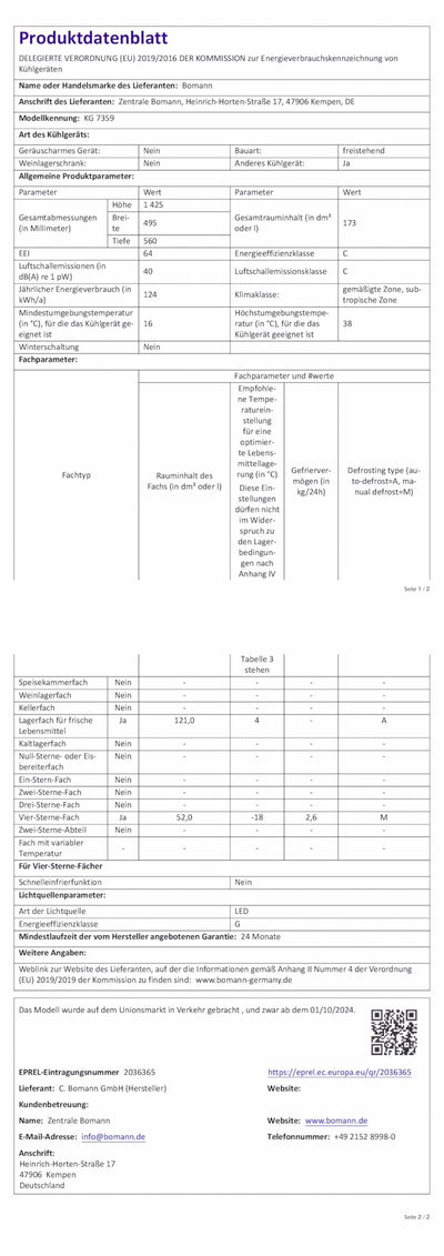 Bomann Kühlschrank mit Gefrierfach 143cm hoch | Kühl Gefrierkombination 173L mit 3 Ablagen & 3 Schubladen | Türanschlag wechselbar | leise Kühlgefrierkombi 40db | Kühlschrank KG 7359 inox