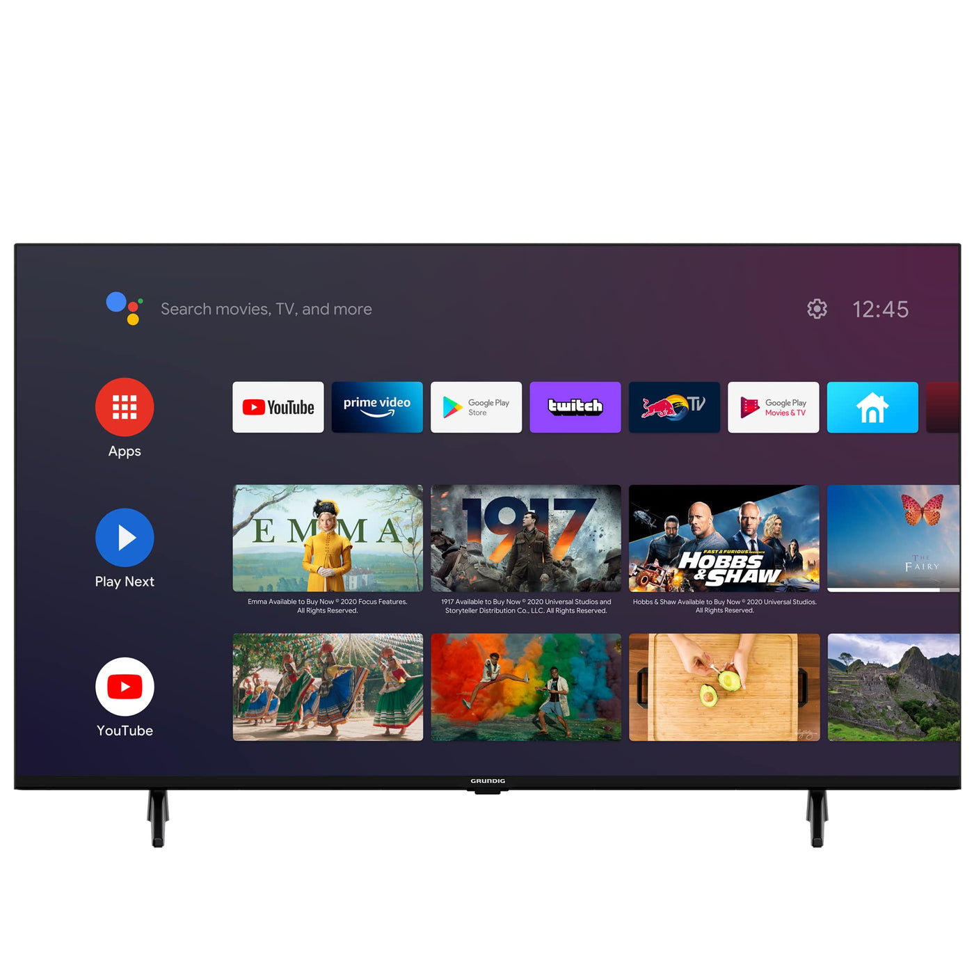 GRUNDIG 50 VOE 73 Fernseher 50 Zoll (126 cm) LED TV, Android 11 TV, 4K UHD, Dolby Digital, HDR10, Micro Dimming Engine, Chromecast Built-in, Bluetooth, Smart TV, Schwarz