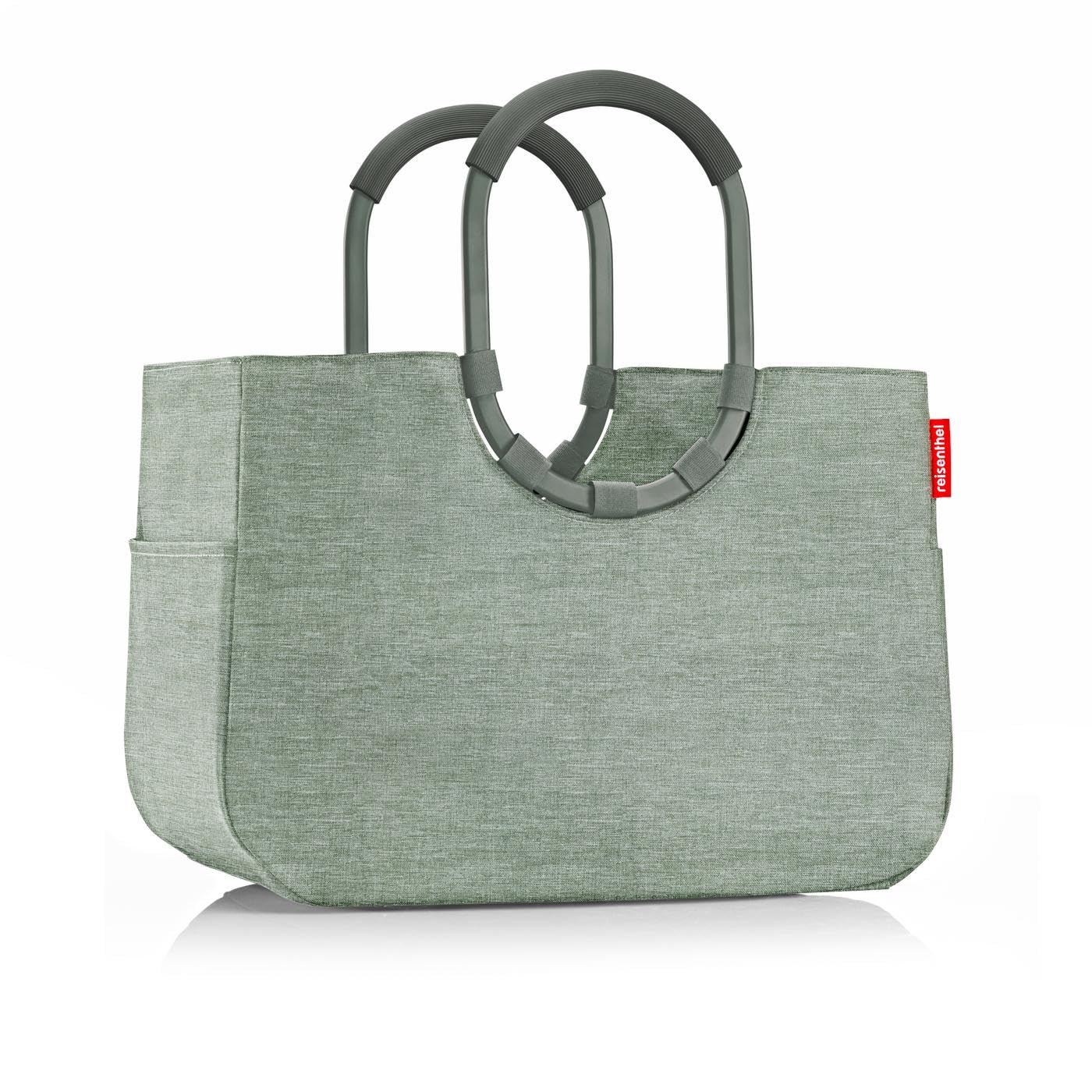 reisenthel loopshopper L frame twist sage – Stabile Tasche mit praktischen Fächern aus recycelten PET-Flaschen – Charmantes und wasserabweisendes Design