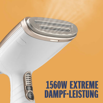 Conair Turbo ExtremeSteam Dampfglätter mit 5 EInstellungen | Dampfleistung 25g/Min. | Schnelle Aufheizzeit | 3 Aufsätze für feine und schwere Stoffe + Bügelfalten | weiß/beige