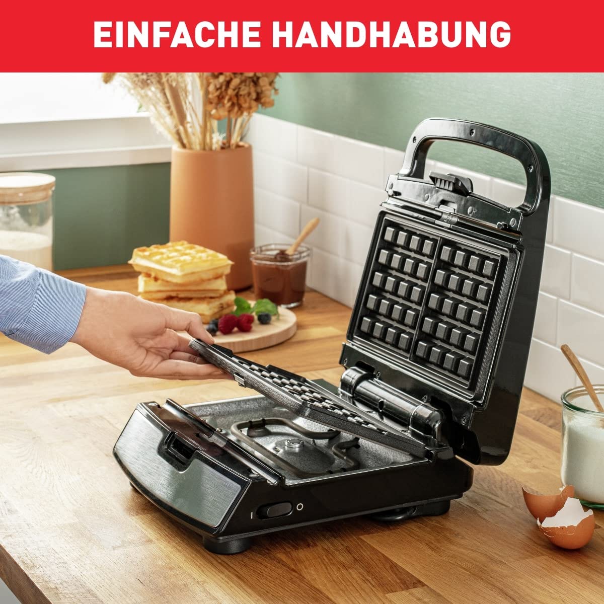 Tefal Snack Collection 4-er Set SW854D | Kombigerät | Inklusive 4 antihaftbeschichter Plattensets | Spülmaschinengeeignet | Panini, Waffeln, Sandwich, süße Küchlein | 700W |Schwarz/Edelstahl