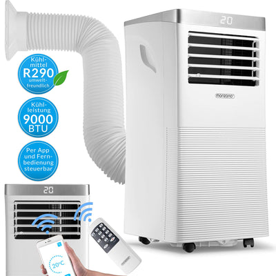 Monzana® lokale Klimaanlage MZKA1000 9000BTU 4in1 WiFi App 2700W Fernbedienung Abluftschlauch Schlafmodus mobil Klimagerät Luftkühler Air Conditioner