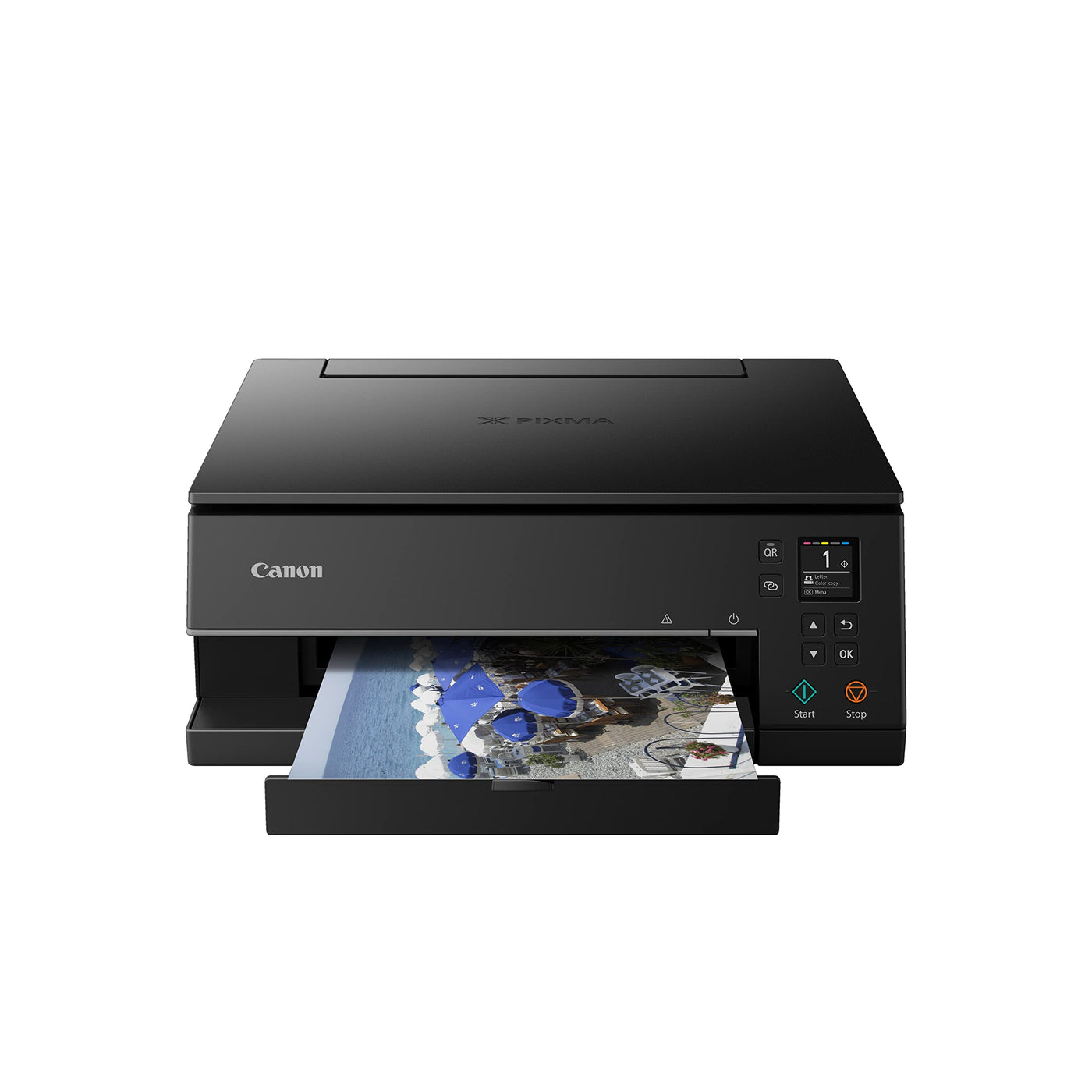 Canon PIXMA TS6350a Drucker Farbtintenstrahl Multifunktionsgerät DIN A4 (Fotodrucker, Scanner, Kopierer, OLED, 4.800x1.200 dpi, USB, WLAN, 5 separate Tinten, Duplexdruck, 2 Papierzuführungen), schwarz