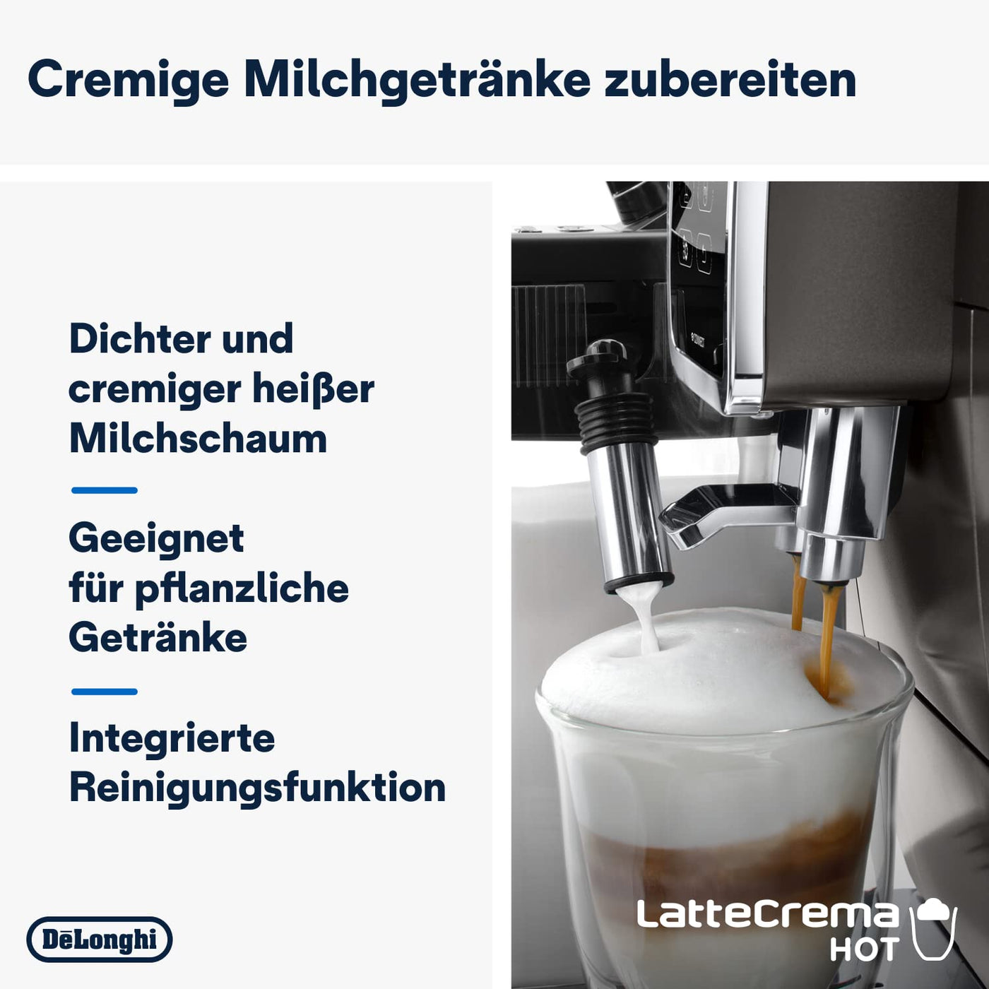 De'Longhi Dinamica Plus ECAM 372.95.TB Kaffeevollautomat mit LatteCrema Milchsystem, Cappuccino und Espresso auf Knopfdruck, Touchscreen Farbdisplay, Appsteuerung, Kaffeekannen-Funktion, Titan/Schwarz