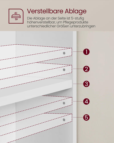 VASAGLE Waschbeckenunterschrank, offene Fächer an Einer Seite, rechts oder Links austauschbar, Badschrank, große Öffnung für Siphons, 30 x 80 x 64 cm, wolkenweiß BBK502W01