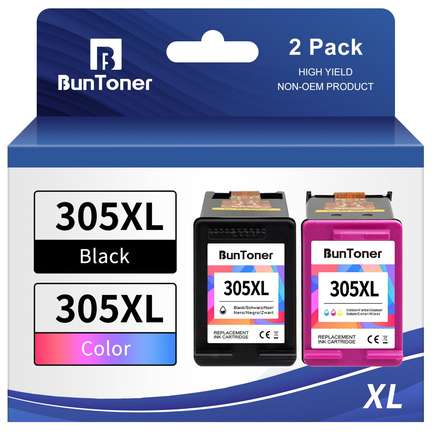 BunToner 305 XL patronen Kompatibel für hp 305 druckerpatronen XL Set für HP DeskJet 2720e 4120e HP Envy 6000 6420e Pro 6430 6432 Drucker(Schwarz，Farbe)