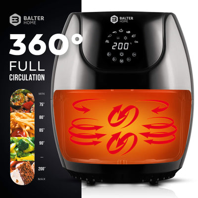 Balter Heißluftfritteuse XL-Touch, Fritteuse, LCD Display, 7 Programme, Rezeptheft, 3.6L - XL Garraum, 1500W, schwarz