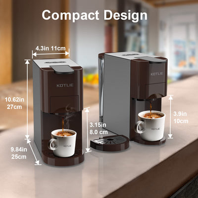 KOTLIE Espresso Kaffeemaschine, 4 in1Kaffeemaschine für Nespresso Original/Dolce Gusto/Mehl/ESE Kapsel Espressomaschine, 19 Bar