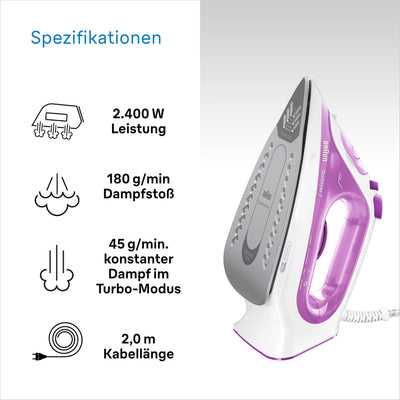 Braun TexStyle 3 SI 3030 PU Dampfbügeleisen - Bügeleisen mit FreeGlide 3D Bügelsohle, Selbstreinigungs Funktion, 2300 Watt, Dampfstoß 140g/min, 270 ml Wassertank, Violett