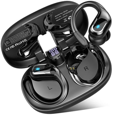 Bluetooth 5.4 Kopfhörer Sport, Kopfhörer Kabellos Bluetooth 75Std mit HD Mic, 3D Raumklang Stereo Kopfhörer Bluetooth in Ear, LED-Anzeige/IP7 Wasserdich Earbuds,2024 ENC Noise Cancelling Lauf Ohrhörer