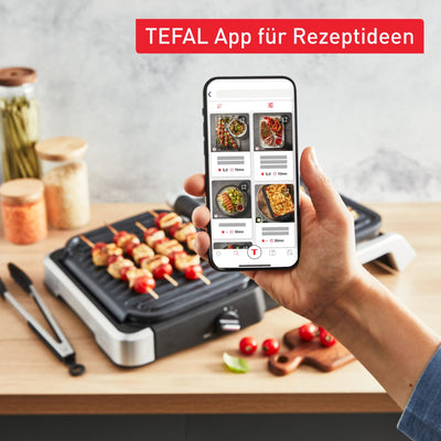 Tefal OptiGrill 4in1 Kontaktgrill mit Backschale, Aufklappbar, Tischgrill, 9 Programme, Garstufenanzeige, Elektrogrill, Backofen, GC776D10, Edelstahl/Schwarz