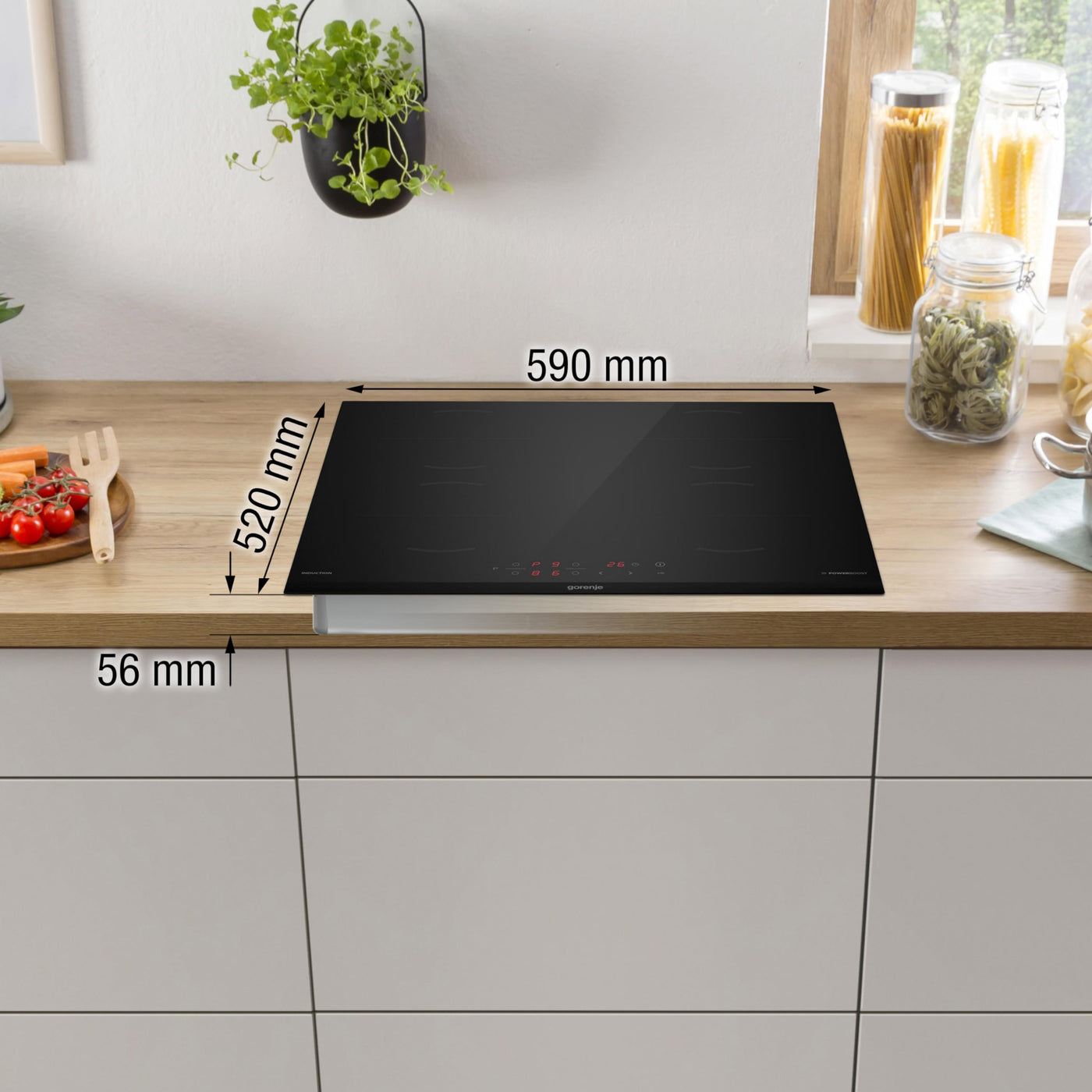 Gorenje GI6401BCE Induktions-Kochfeld / 60 cm/TouchControl/PowerBoost/Timer/ChildLock/Restwärmeanzeige/Schwarz