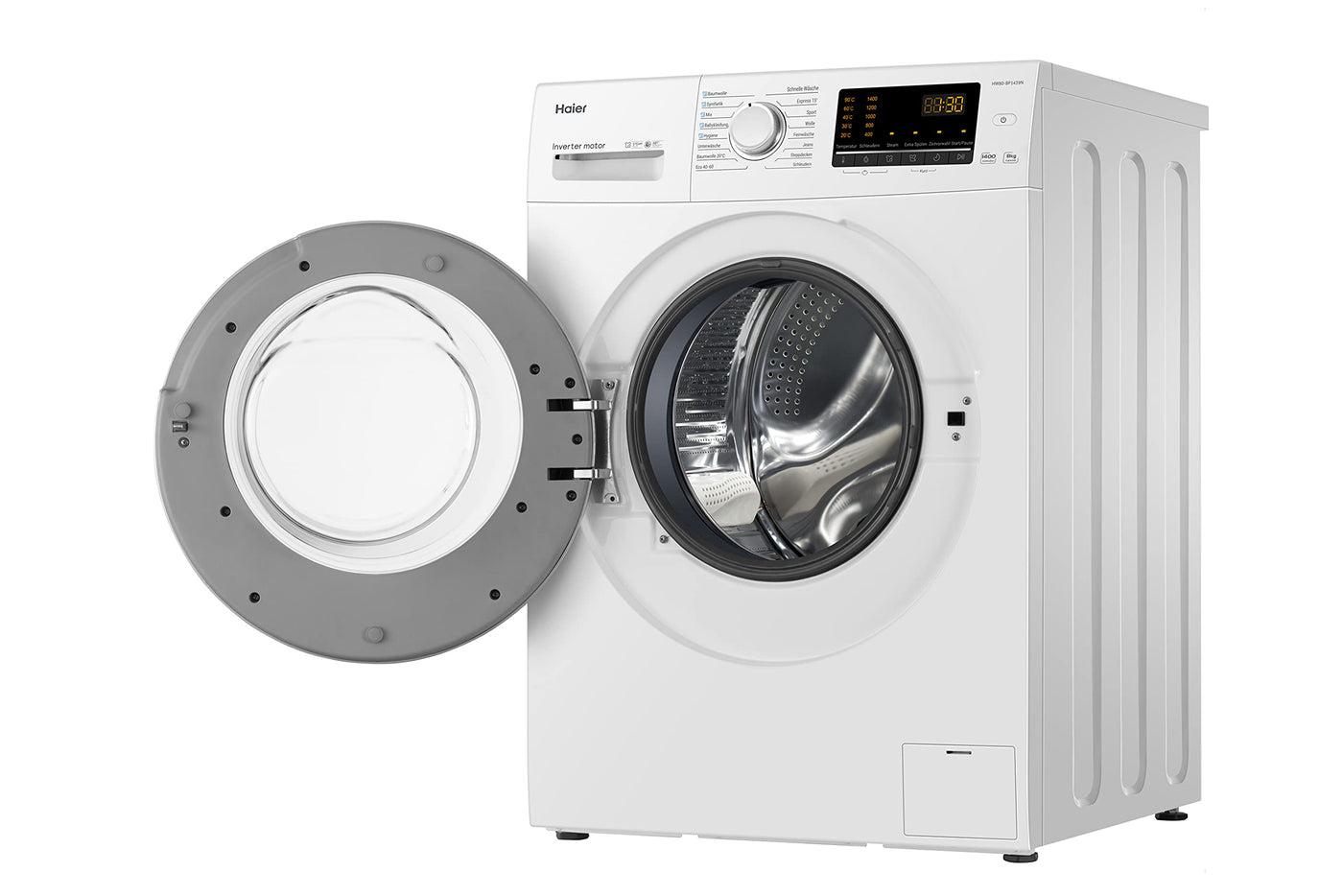 Haier HW80-BP1439N Waschmaschine / 8 kg / 1400 UpM / Inverter Motor / Dampf-Funktion / AquaProtect-Schlauch / ABT / Eco 40-60 Programm