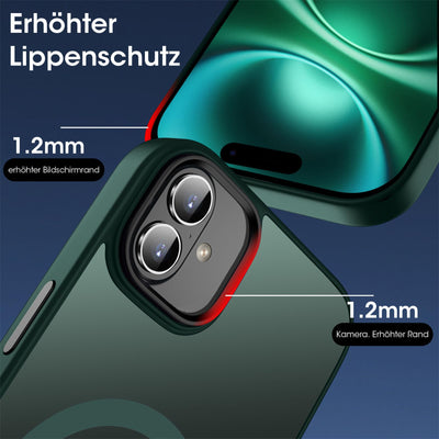 ORDA für iPhone 16 Plus Hülle Kompatibel mit MagSafe,Magnetisch Handyhülle für iPhone 16 Plus Case Durchscheinende Matt Rückseite Dünn Stoßfest Schutzhülle Grün