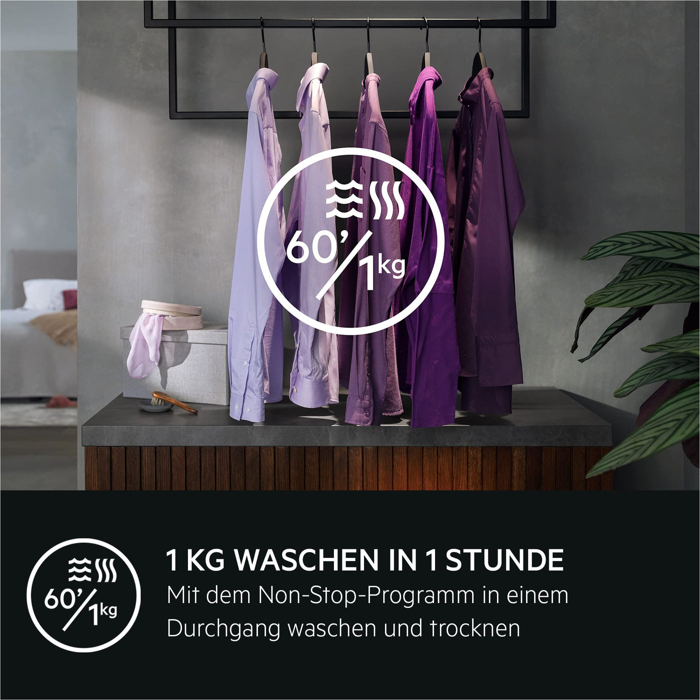 AEG LWR7G60690 Waschtrockner / Serie 7000 mit DualSense® / 9 kg Waschen / 5 kg Trocknen / D / energiesparend / Mengenautomatik / Nachlegefunktion / ProSteam® - Auffrischfunktion / 1600 U/min