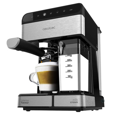 Cecotec Halbautomatische Espressomaschine Power Instant-ccino 20 Touch Serie Nera. 1350 W, 20 Bar Druck, 500 ml Milchtank, Touch-Steuerung, 1,4 Liter Wassertank, Edelstahl-Finish