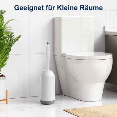 HAMITOR Klobürste Silikon Toilettenbürste mit Halter: Flexible Wc Bürste mit randreiniger - Schnell Trocknendem Klobürstenhalter Set für Badezimmer Zubehör- Hängende Toilet Brush Weiß Ohne Bohren