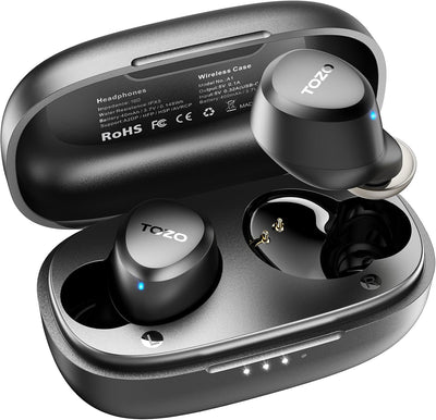 TOZO A1 Mini Bluetooth Kopfhörer 5.3 Kabellos Bluetooth Kopfhörer, In Ear Kopfhörer mit APP Steuerung, 30 Std Premium Stereo Sound, IPX5 Wasserdicht Kabellose Kopfhörer für kleine Ohren - Schwarz