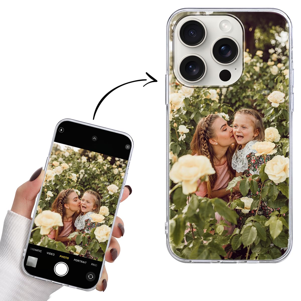 Yoedge Personalisierte Handyhülle für iPhone 16 Pro Hülle Selbst Gestalten mit Eigenem Foto Bild Text Personalisiert Case Individuelle Geschenk Schutzhülle Transparent Cover für iPhone 16 Pro 6,3"