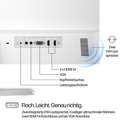 Écran HP série 5 527sa FHD IPS avec haut-parleurs | 68,6 cm (27 pouces) | 100 Hz | Contraste 1500:1 | 99 % sRVB | Double HDMI 1.4 | VGA | Sortie/entrée audio | Antireflet | Inclinable | Durable | Blanc