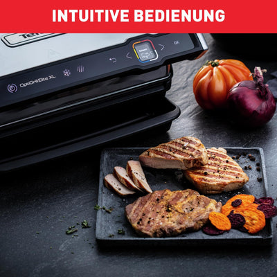 Tefal OptiGrill Elite XL Kontaktgrill, 16 Programme, Digitales Display mit Garstufenanzeige, Abnehmbare XL-Platten, Elektrogrill, Edelstahl, GC760D12