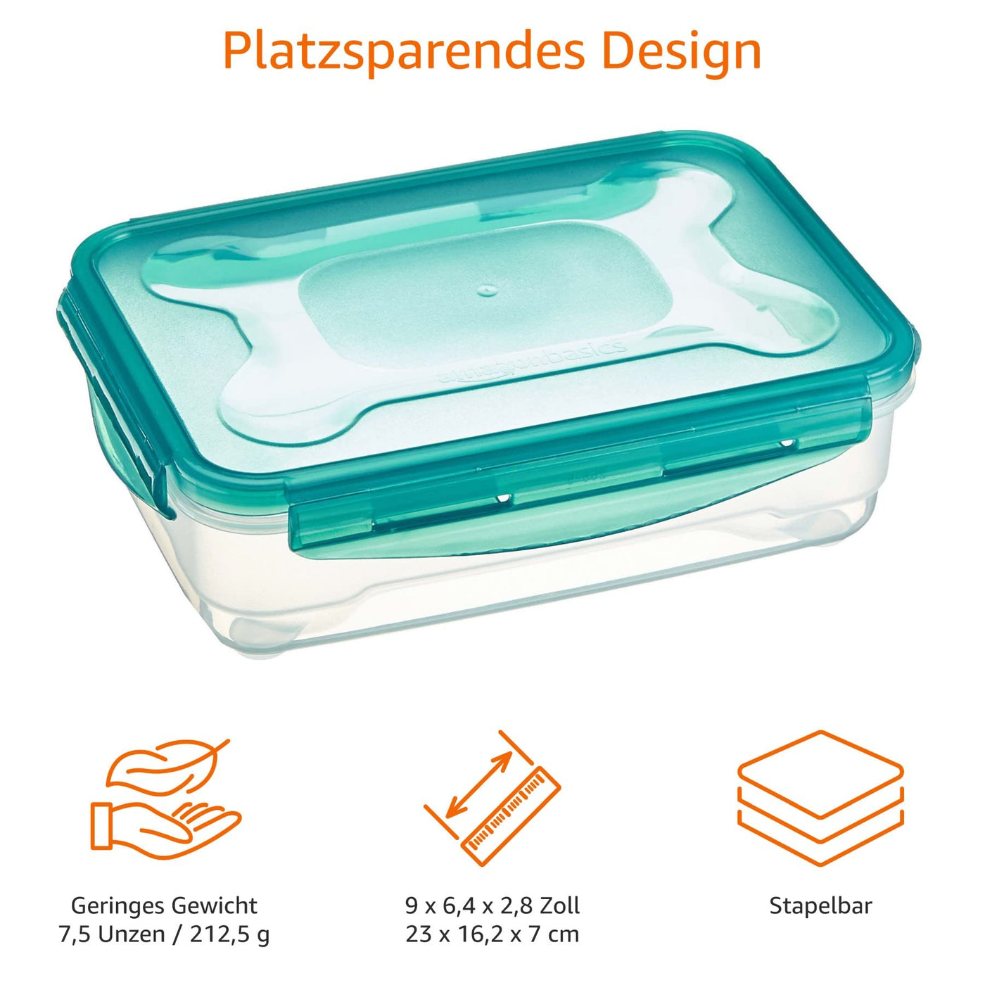 Amazon Basics Gefrierbehälter im Set, mit Deckel, luftdicht, auslaufsicher, stapelbar, für Kühlschrank/Gefriertruhe, BPA-frei, Kunststoff, mikrowellen- und spülmaschinenfest, 3 x 1.2 l, farblos