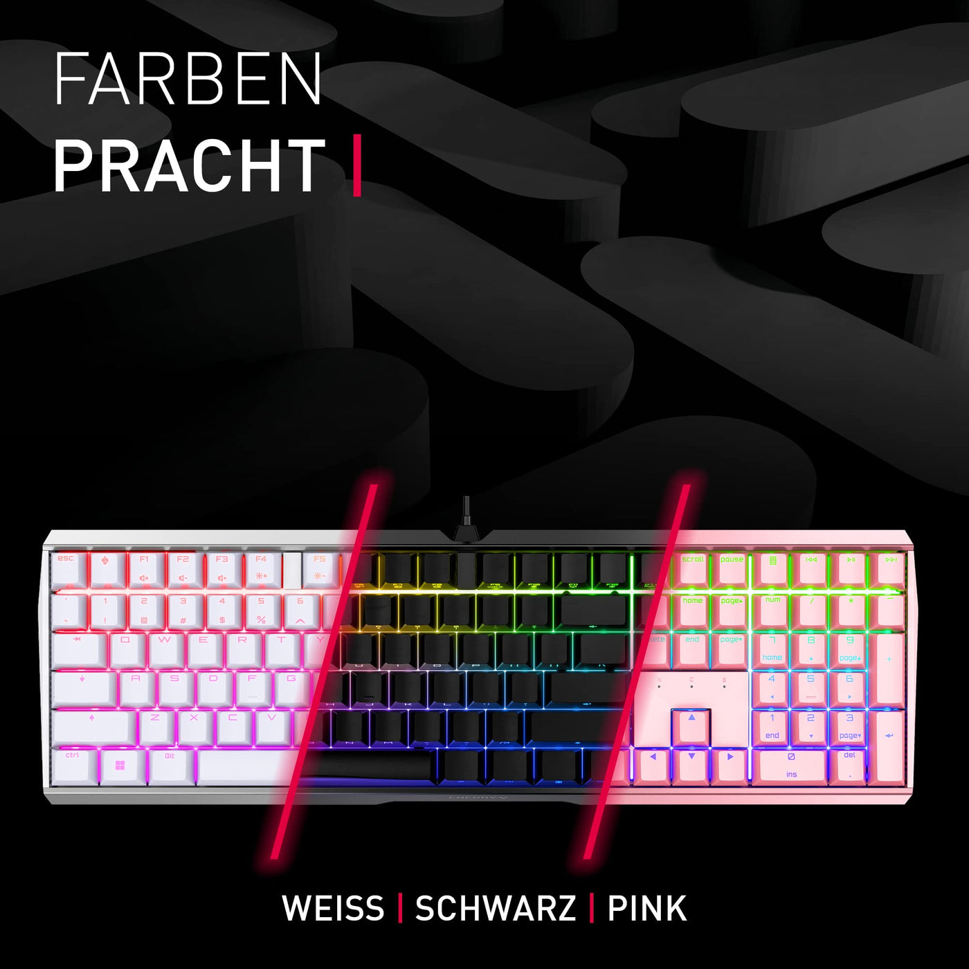 CHERRY MX BOARD 3.0 S, kabelgebundene Gaming-Tastatur mit RGB-Beleuchtung, Deutsches Layout (QWERTZ), MX SILENT RED Switches, Schwarz