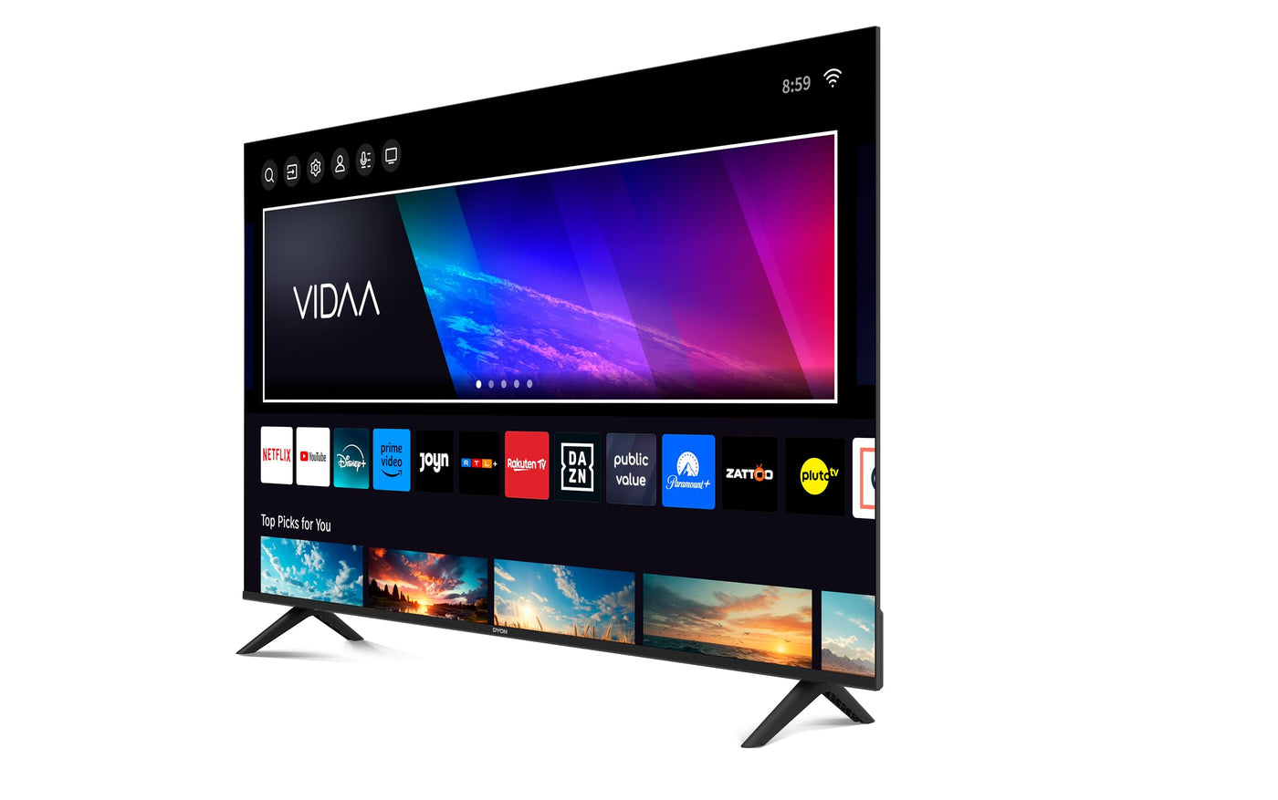 DYON Smart 50 VX - 50 Zoll (126 cm) Fernseher (4K Ultra-HD Smart TV, Triple Tuner (DVB-C/-S2/-T2), App Store, Prime Video, Netflix, YouTube, DAZN, Disney+) [Mod. 2024]