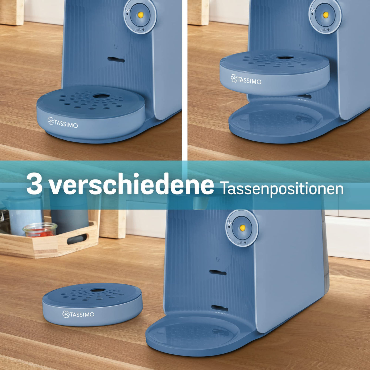 Bosch Tassimo Finesse Kapselmaschine TAS16B7 Kaffeemaschine by, 70 Getränke, intensiverer Kaffee auf Kopfdruck, Abschaltautomatik, perfekt dosiert, platzsparend, 1400 W, lupinenblau