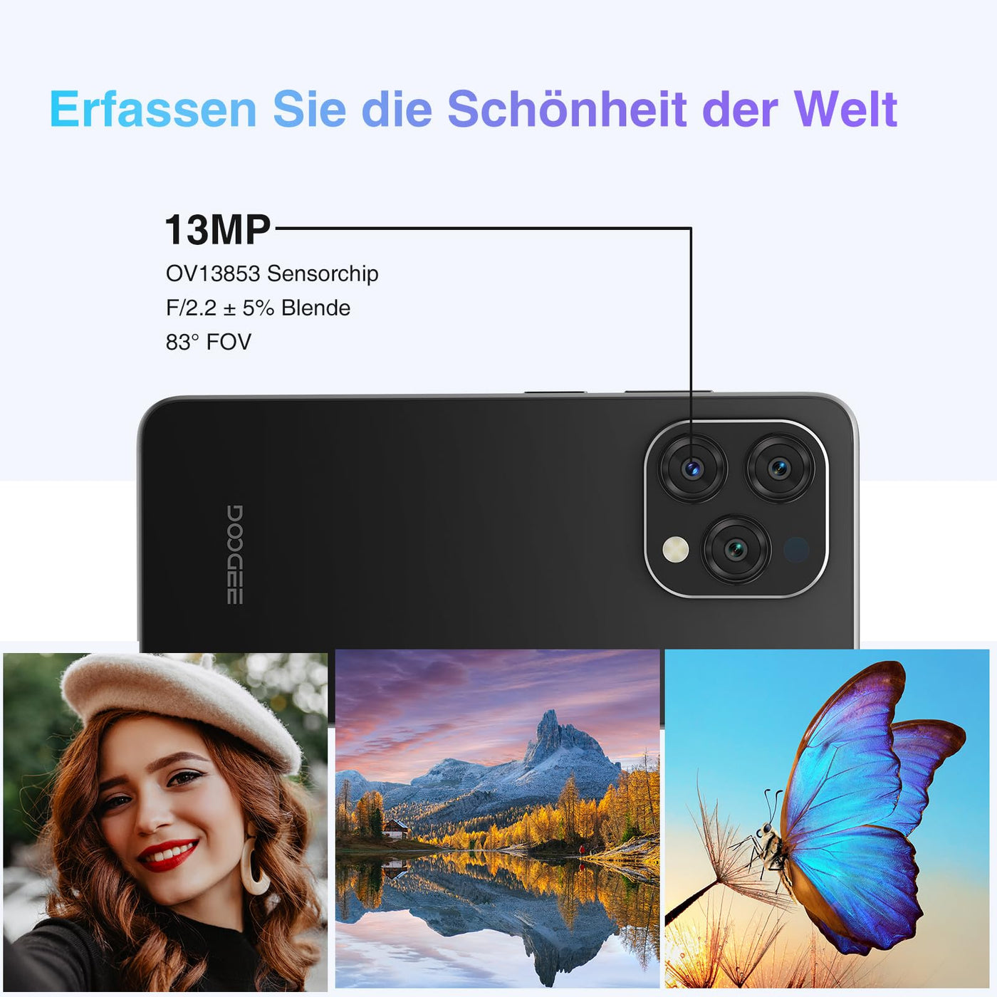 DOOGEE N55 Android 14 Smartphone Ohne Vertrag (9GB+128GB) 6.56" HD+ IPS Display Octa Core Handy Ohne Vertrag, 5150mAh, 13MP+8MP, Dual SIM 4G Handy Günstig, 5G Wi-Fi Simlockfreie Handys, OTG, Face ID